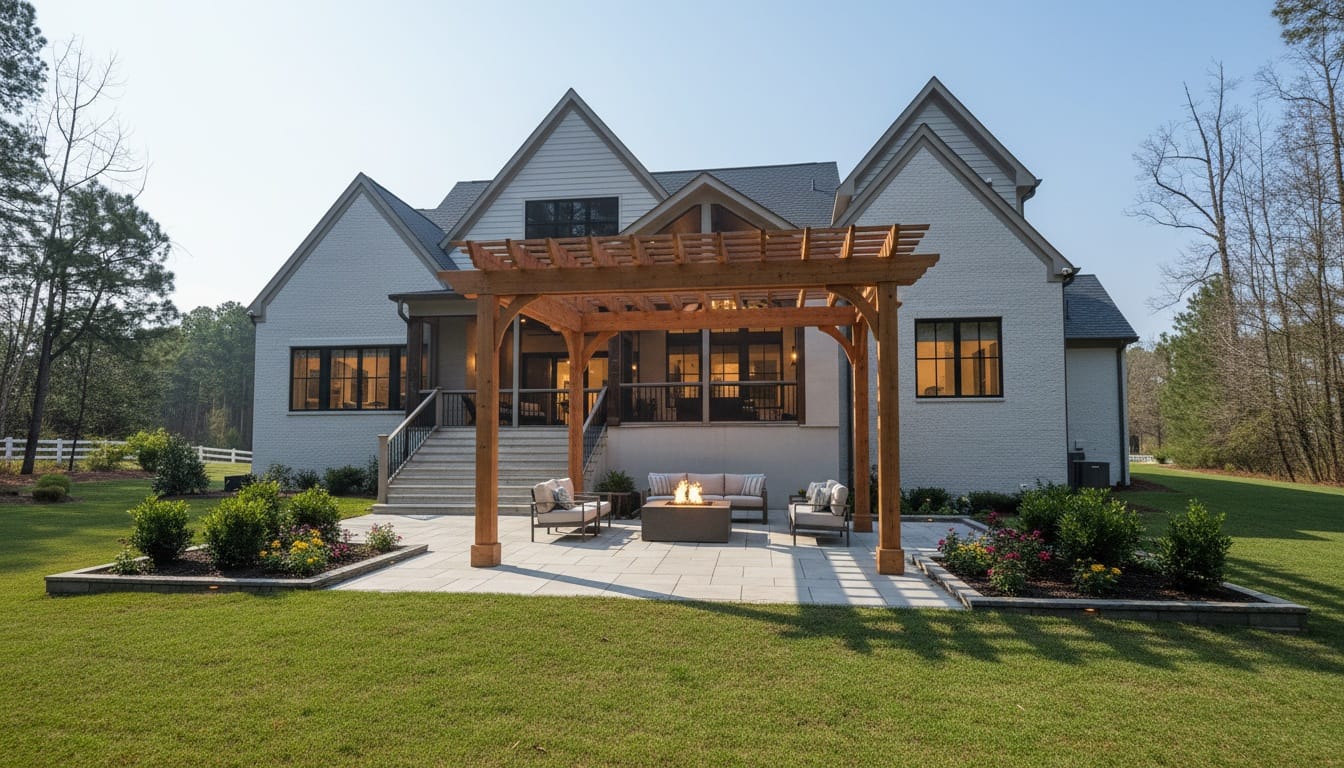 The same back of house after renovation, with an upgraded outdoor living space